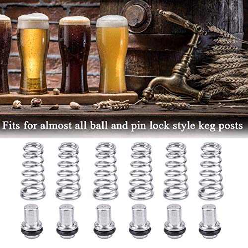 Fdit 6Pcs Universal Poppet Valve Spring Beer Replacement Stainless Steel Beer Parts Fits Ball & Pin Lock Keg Post