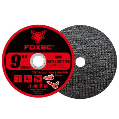FOXBC 9 Inch Metal Cut-Off Wheel Discs, 9" x 3/32" x 7/8" - 10 Pack