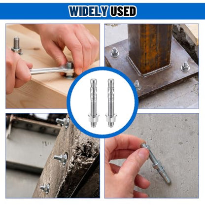 Moxweyeni 20 Pcs 1/2" X 4-1/2" Zinc Plated Wedge Anchors for Concrete - size: 1/2" X 4-1/2"