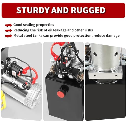 Nakkaa 12V DC 8 Quart Hydraulic Power Device Double Acting Hydraulic Pump - size: 8 Quart Double