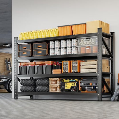 Yizosh 60" W Metal Garage Storage Shelves,8000LBS Heavy Duty 4-Shelf Adjustable Steel Organization Shelving,Utility Rack Shelf,60" W x 24" D x 70" H for Basement,Warehouse,Industrial - size: 60"Wx24"Dx70"H