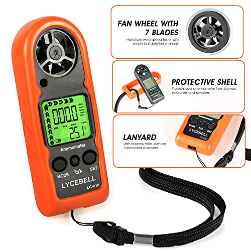 Mini Portable Anemometer Handheld 5pcs, Measures Wind Speed Wind Chill Temp