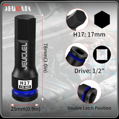 17mm Hex Impact Bit Socket, H17 1/2" Drive Allen Socket, Cr-Mo - size: 1PC | H17 17MM