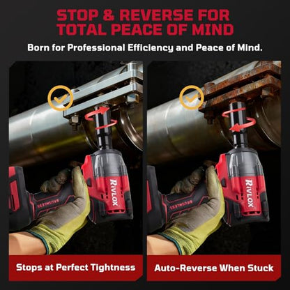 Cordless Impact Wrench1/2 Inch, 600N. M/450Ft-lbs Power Impact Gun Kit - color: Red-600n.m/450ft-lbs