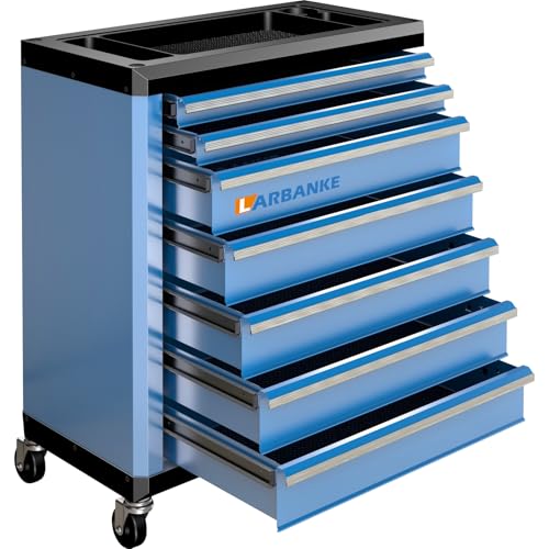 LARBANKE 7-Drawer Rolling Tool Chest with Wheels,Locks,Blue Tool Cabinet - color: Blue, size: 7 drawer tool chest