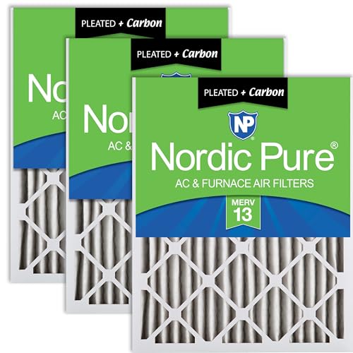Nordic Pure 20x20x2 Pleated MERV 13 Plus Carbon Air Filters 3 Pack - style: MERV 13 + Carbon