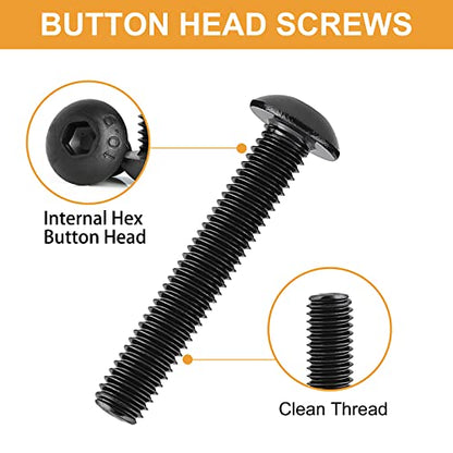 VIGRUE 288PCS M6 M8 Button Head Hex Socket Cap Screws Bolts Nuts Washer Assortment Kit, 10.9 Grade Alloy Steel Black Oxide, Fully Threaded - size: 288PCS M6 M8