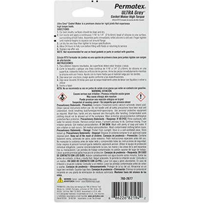 Permatex 82194 Ultra Grey Rigid High-Torque RTV Silicone Gasket Maker, 3.5 oz. & 80050 Clear RTV Silicone Adhesive Sealant, 3 oz