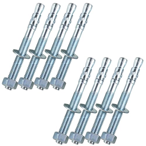 1/2"x5"Wedge Anchors by Zinced of Heavy-Duty Fastener for Cement and Concrete (8pcs Pack) - size: 1/2"x 5"