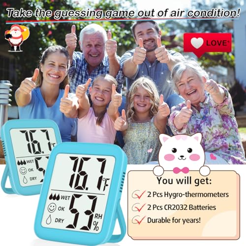 Antonki 2 Pack Room Thermometer Indoor Hygrometer - color: 2 Pcs* Clear Blue