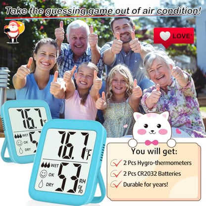 Antonki 2 Pack Room Thermometer Indoor Hygrometer - color: 2 Pcs* Clear Blue