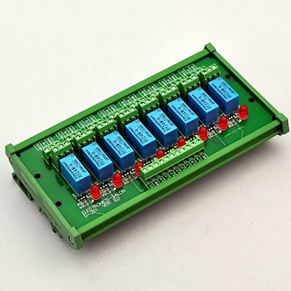 Electronics-Salon DIN Rail Mount 8 DPDT Signal Relay Interface Module. (Operating Voltage: DC 24V)