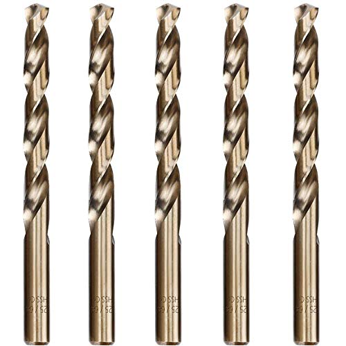 5-Pack 25/64 Inch M35 Cobalt Twist Drill Bits for Hard Metals - style: 25/64"(5pcs)