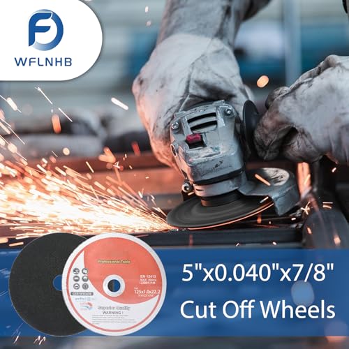 WFLNHB 25 Pack 5 Inch x 0.040 Inch x 7/8 Inch Metal and Stainless Steel Cut Off Wheels Fit for Angle Grinders - style: 5"x0.040"x7/8"