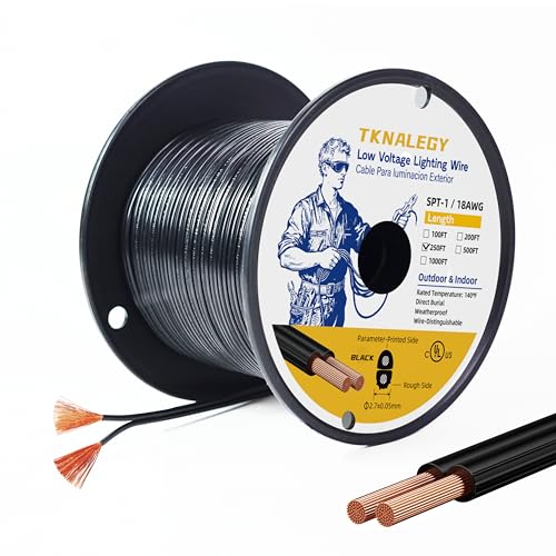 Low Voltage Landscape Lighting Cable 18/2 SPT-1W Bulk Lamp Cord 300-Volt 18-Gauge 250-feet Spool Black UL Listed - color: Black, size: SPT-1W 18/2 250ft