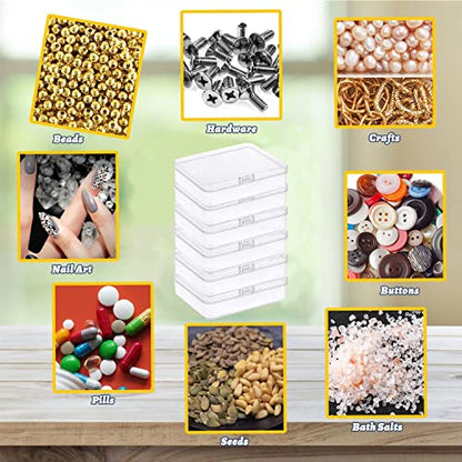 Goiio 6 Pcs Mini Plastic Storage Containers Box with Lid 5x4x1.3 Inches Rectangle Box, for Collecting Small Items, Beads, Game Pieces, Crafts Accessories - size: 6 Pieces 5 x 4 x 1.3 Inches