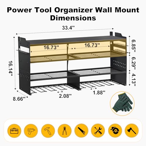 oviitech Large Power Tool Organizer Wall Mount Black - color: Black