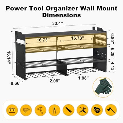 oviitech Large Power Tool Organizer Wall Mount Black - color: Black