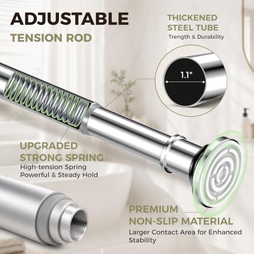 Outdoor Tension Rods No Drilling Curtain Patio Shower Bathroom Curtain Rod Windows Heavy Duty 30-120 Inch Adjustable 1.1 Inch Diameter Thick Spring No Rust - color: Silver, size: 30-120 inches