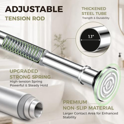 Outdoor Tension Rods No Drilling Curtain Patio Shower Bathroom Curtain Rod Windows Heavy Duty 30-120 Inch Adjustable 1.1 Inch Diameter Thick Spring No Rust - color: Silver, size: 30-120 inches