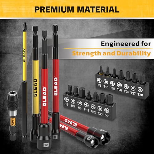 Magnetic Nut Driver Bit Set, 35-Piece Extra Long Nut Driver Set for Impact Drill, Metric & SAE, PH1 & PH2 Screwdriver Bits 1/4 Drive Shank Adapter Extension, Durable for Professional Projects - color: 35-piece Nut Driver Set