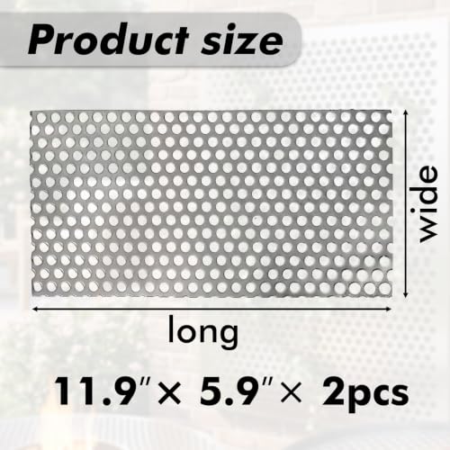 Perforated Stainless Steel Sheet, 0.2" Aperture (About 1/5",5mm), 304 Stainless Steel Mesh Panel, Flue Ventilation, Filtration, Speaker Grille (2pcs 11.9'' x 5.9'' Rectangle) - color: 2pcs 11.9'' x 5.9'' Rectangle