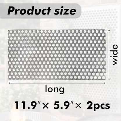 Perforated Stainless Steel Sheet, 0.2" Aperture (About 1/5",5mm), 304 Stainless Steel Mesh Panel, Flue Ventilation, Filtration, Speaker Grille (2pcs 11.9'' x 5.9'' Rectangle) - color: 2pcs 11.9'' x 5.9'' Rectangle