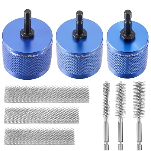Copper Pipe Cleaner for Drill Set, 1/2", 3/4", 1", Blue - color: Blue, size: 1/2", 3/4'', 1"