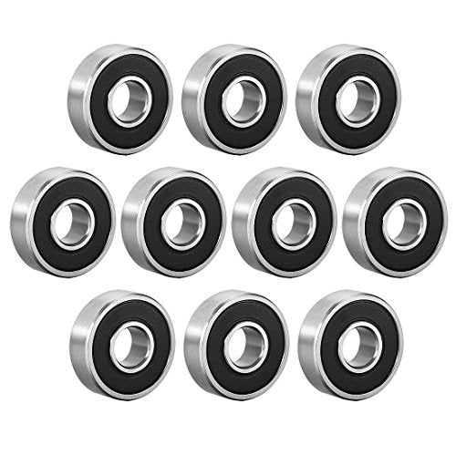 uxcell 607-2RS Deep Groove Ball Bearing Double Sealed 180017, 7mm x 19mm x 6mm High Carbon Steel Z1 Bearings (Pack of 10) - size: 7mmx19mmx6mm