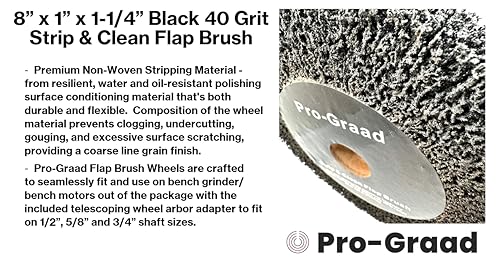 8" x 1" Black 40 Grit Strip & Clean Non-Woven Flap Brush Wheel - style: 8" x 1" x 1-1/4" Black