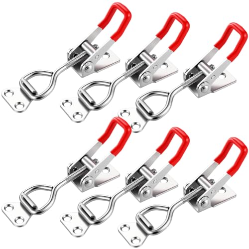 6 Pcs Toggle Latch Clamp, 304 Stainless Steel Heavy Duty Toggle Clamp with Lock Hole, Adjustable Draw Latch for Smoker Lid, Toolbox, Case, 220Lbs Holding Capacity