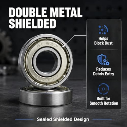 608-ZZ Ball Bearings, 20 PCS Double Metal Sealed Shielded Miniature Deep Groove Ball Bearings, for Skateboards, Roller Skates, and ect (8mm x 22mm x 7mm)