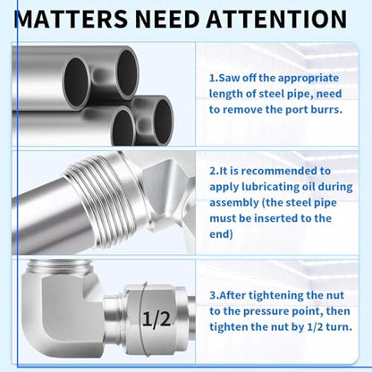 ChillWaves 304 Stainless Steel Compression Tube Fitting, 1/2" OD x 3/8" NPT Male 90 Degree Elbow Compression Union Connector(1-PACK) - size: 1/2" OD x 3/8" MNPT
