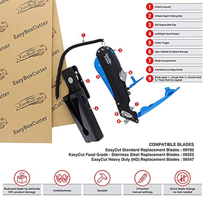 EasyCut 1000 Safe Retractable Box Cutting Utility Knife, Blue, 09780