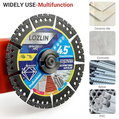 LOZLIN Diamond Blades for Angle Grinder, 4.5" Metal Cutting Blades, 3 Pack