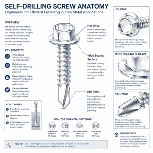 #8#10 Self Drilling Screws for Metal, 410 Stainless Steel, 175PCS - size: SS #8#10 175pcs