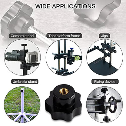 10Pcs M6 7 Star Knob Knurled Thread Clamping Knob, Star Shape Hand Knobs Black Plastic Screw-On Clamping Star Knob Handle - size: M6, style: Non-Through Hole