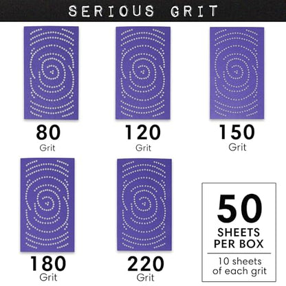 Serious Grit - 3x5 Ceramic Sanding Sheets - P80-220 Assortment - 50 Pack - style: Mixed Grit