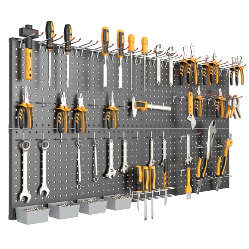 TORACK Garage Tools Organizer Boards Kit with Hooks, Black - color: Black