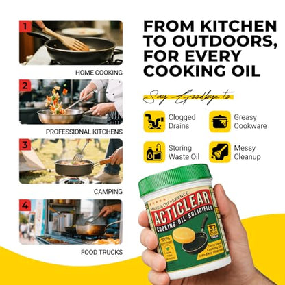 Cooking Oil Solidifier - 11oz (32 Cups) Algae-Based Grease Hardener for Easy Disposal, Turns Used Cooking Oils to Solid Waste, Kitchen Fry Oil Solution (2.2 Gallons) - size: 11 Ounce (Pack of 1)