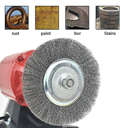 6in Wire Wheel Brush for Bench Grinder, Coarse Crimped Steel Wire 0.012" with 1/2" & 5/8" Arbor for Rust Removal - 2pack - style: 6in 2pcs
