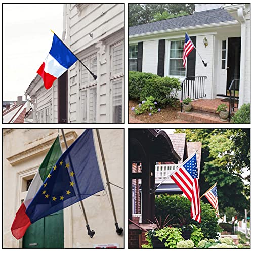 Stainless Steel Flag Pole Holder Heavy Duty Multi-Position Flag Pole Bracket Multi-Angle Adjustment Wall mounting Bracket for 1 inch Flag Pole (Black) - color: black