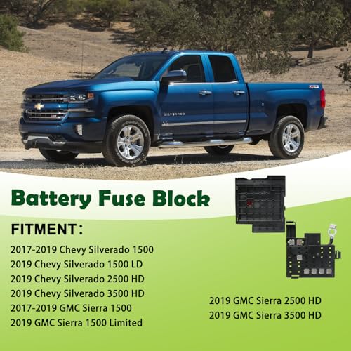 Battery Distribution Fuse Block Fuse Box with Upper Cover Compatible with 2017-2019 Chevrolet Chevy Silverado GMC Sierra Replaces 84354721 84043745 84180633 - style: 84354721 Fuse Block with Cover