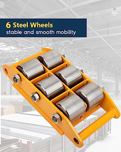 FAHKNS Machinery Moving Skate with 360° Rotation Cap 8 Steel Rollers 12T
