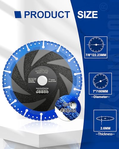 SHDIATOOL 7 Inch Metal Cutting Diamond Blade All Purpose Cut Off Wheel for Rebar Sheet Metal Angle Iron Stainless Steel - size: 7 Inch