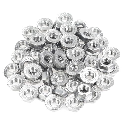 HELIFOUNER 50 Pieces 5/16”-18 Flange Nuts, Serrated Flange Hex Lock Nuts Assortment Kit, 304 Stainless Steel (18-8), Bright Finish, Coarse Thread - size: 5/16"-18