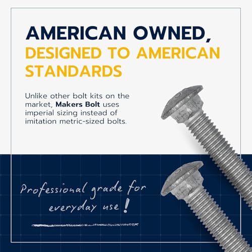 3/8" x 3" (50 Pack) Galvanized Carriage Bolt Kit, Grade 307A, Hot Dip Galvanized for Exterior Use by Makers Bolt - size: 3/8 x 3