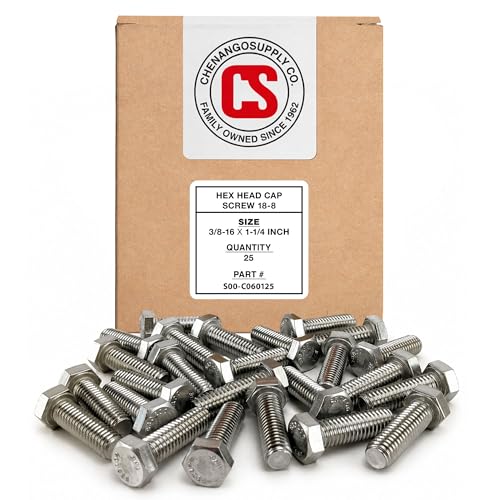 Chenango Supply 3/8-16 X 1-1/4" Stainless Steel Hex Head Bolts - size: 3/8-16 X 1-1/4"
