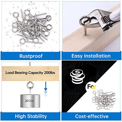 Muzata 10Pack M6 Stainless Steel 3.3" Eye Screws for Wood Post CR18 - color: sliver, size: 3.3inch