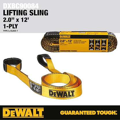 DEWALT 2"×12', 1-Ply, Type 3, Class 7 Heavy-Duty Lifting Sling, 1-Pack - size: 2” x 12’, style: Single